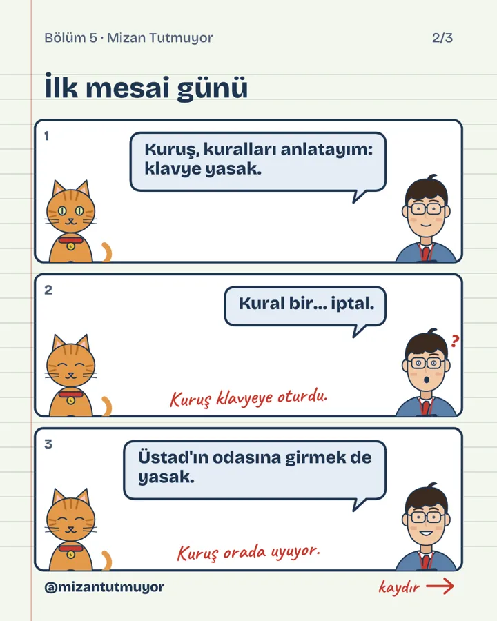 Kuruş ofise geliyor, kart 2
